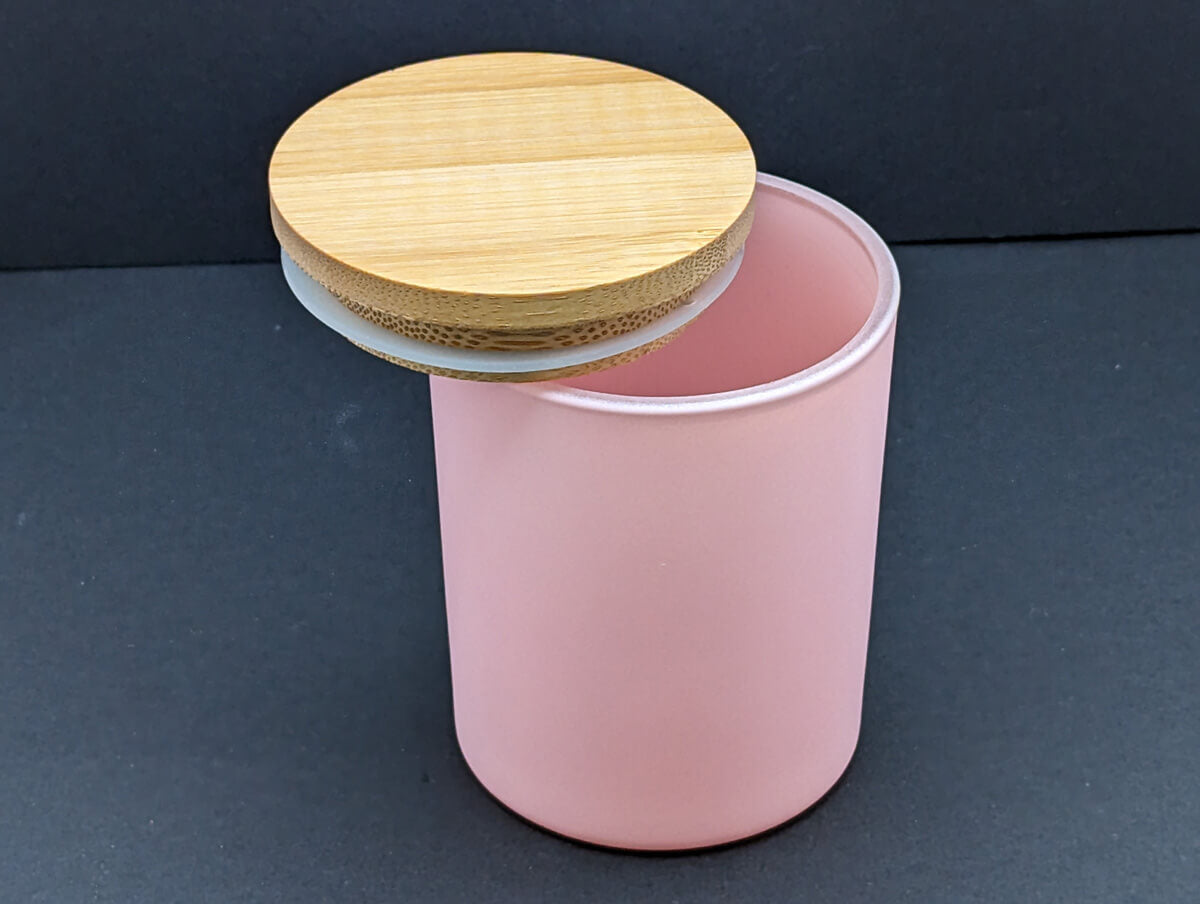 MADE TO ORDER PREMIUM SOY CANDLE - 9 OZ PINK JAR W/ BAMBOO LID