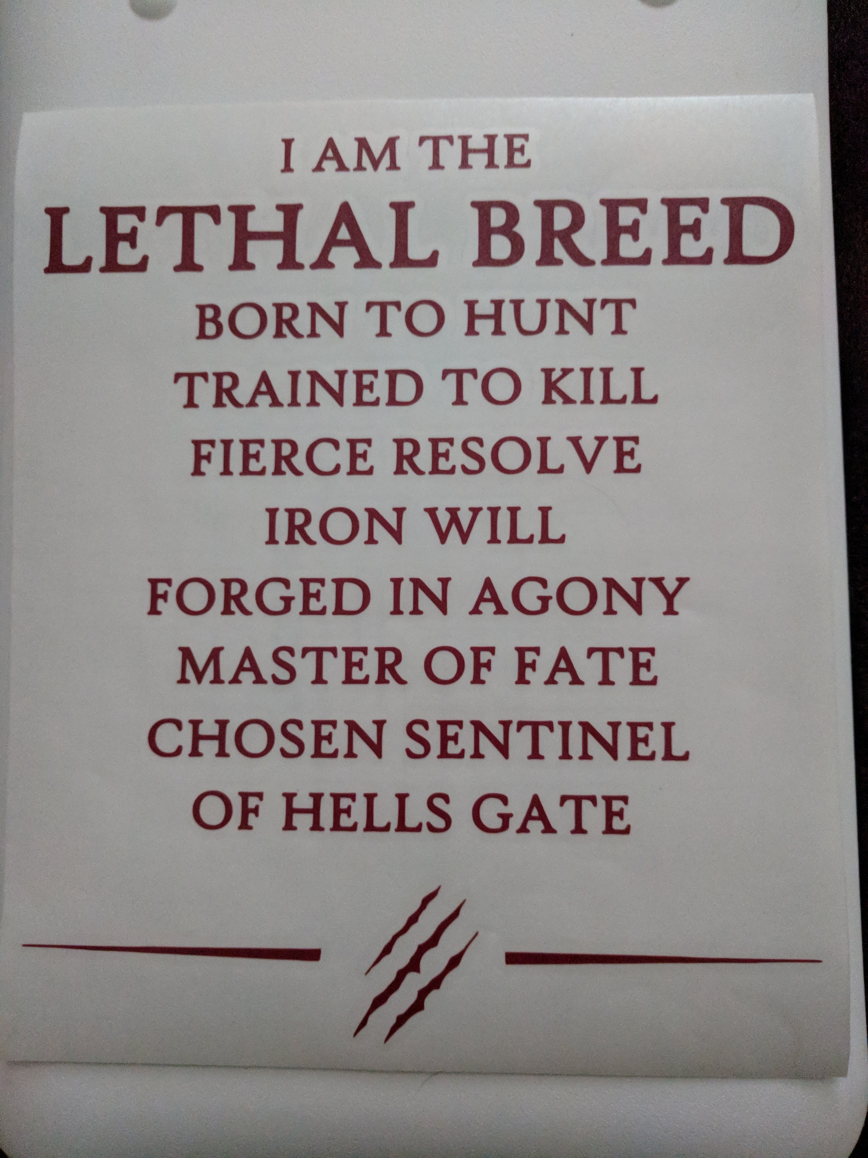 I AM THE LETHAL BREED KISS CUT DECAL