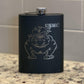 BLACK USMC BULLDOG LASER ENGRAVED FLASK WITH FUNNEL