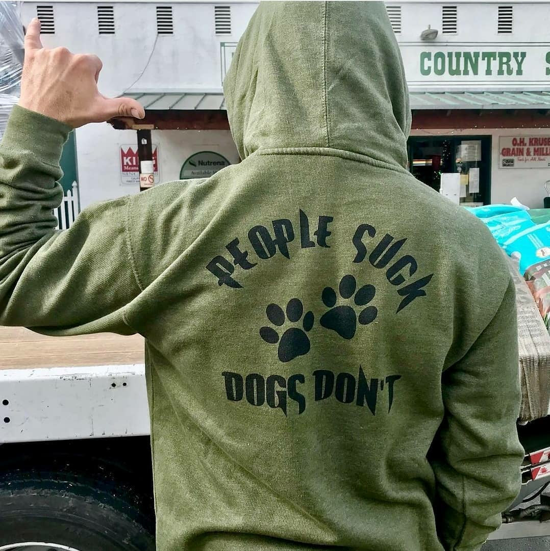 PEOPLE SUCK DOGS DON'T MENS OD ZIPPER HOODIE