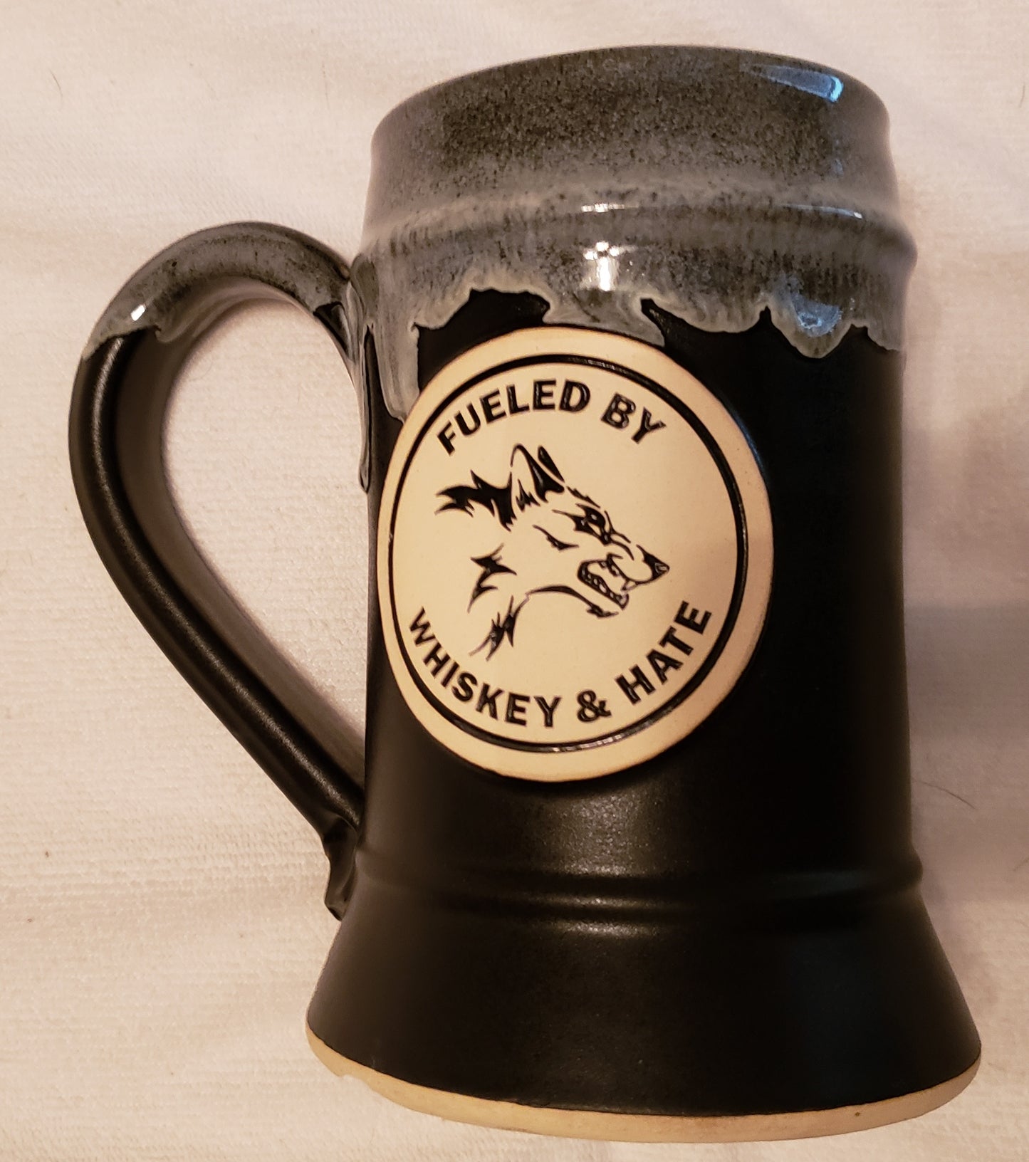 FUELED BY WHISKEY AND HATE 24 OZ TANKARD